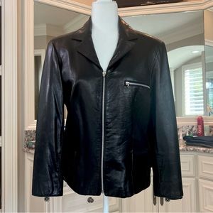 Vintage 90’s Vakko Zippered Leather Jacket Sz M